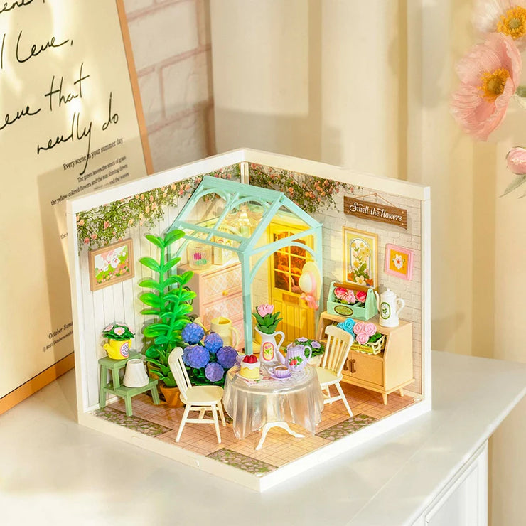 Warm Dining Room, Blooming Tea Garden, Pop Bubble Bathroom  DIY Miniature Dollhouse Kit