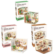 Warm Dining Room, Blooming Tea Garden, Pop Bubble Bathroom  DIY Miniature Dollhouse Kit