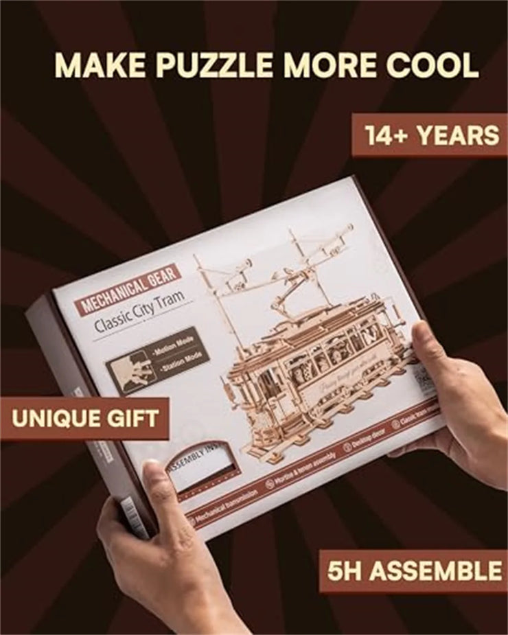Classic City Tram 3D Wooden Puzzle LK801