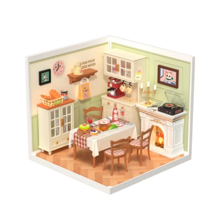 Warm Dining Room, Blooming Tea Garden, Pop Bubble Bathroom  DIY Miniature Dollhouse Kit