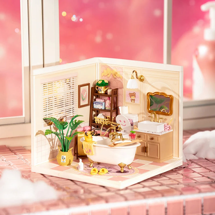 Warm Dining Room, Blooming Tea Garden, Pop Bubble Bathroom  DIY Miniature Dollhouse Kit