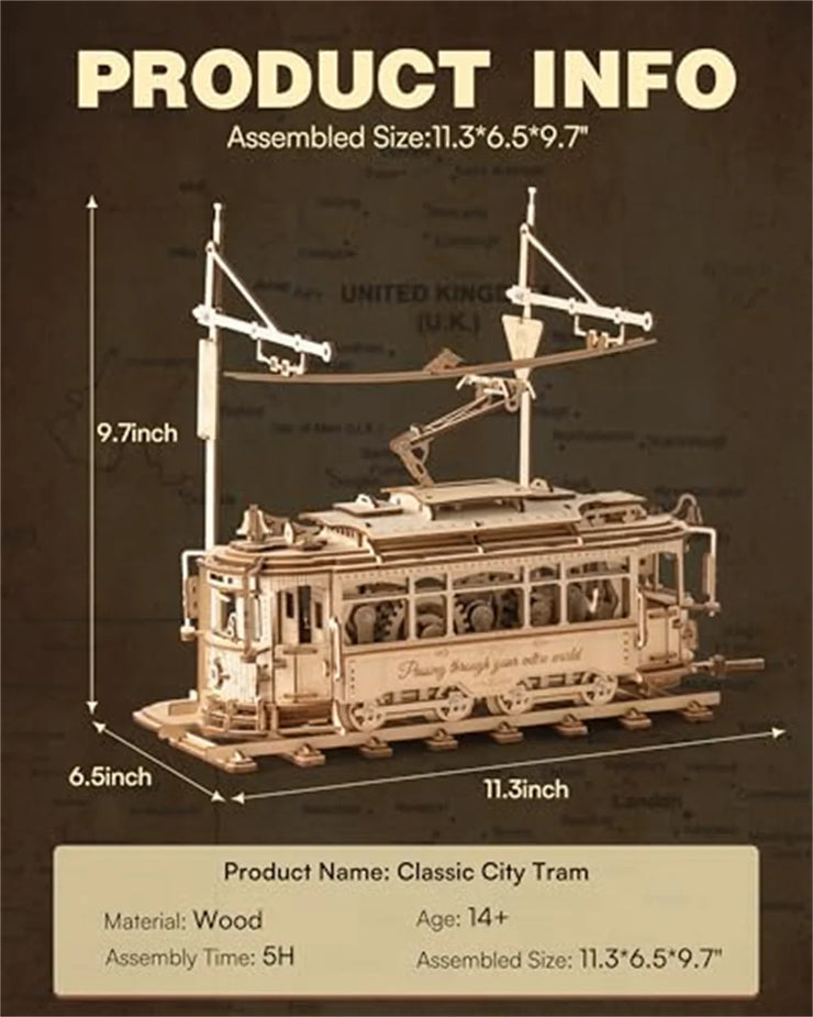 Classic City Tram 3D Wooden Puzzle LK801