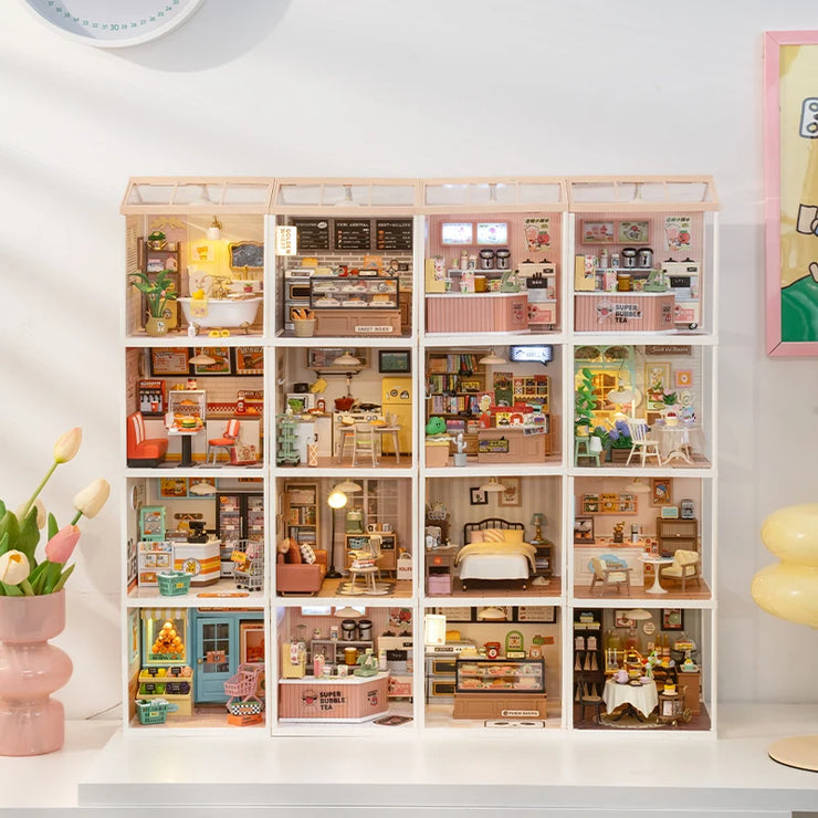 Warm Dining Room, Blooming Tea Garden, Pop Bubble Bathroom  DIY Miniature Dollhouse Kit