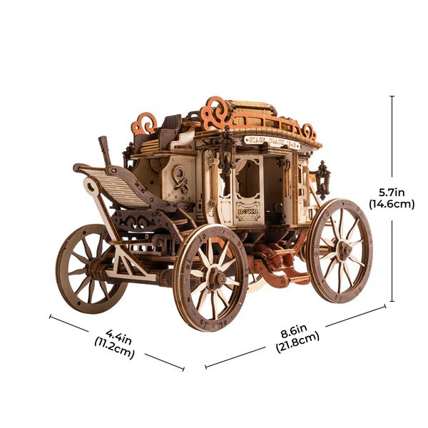 Stagecoach Mechanical Music Box 3D Wooden Puzzle AMKA1